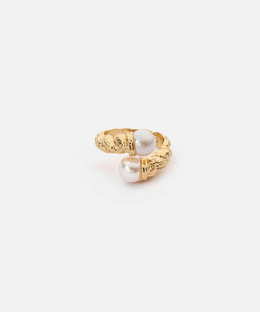 Textured Ring with Faux Pearls