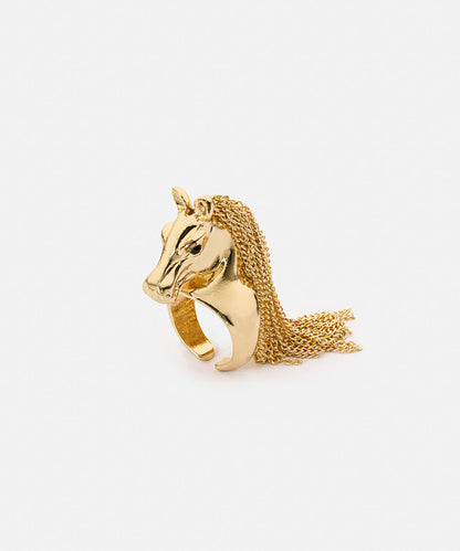 Horse Ring with Drop Chain Detail