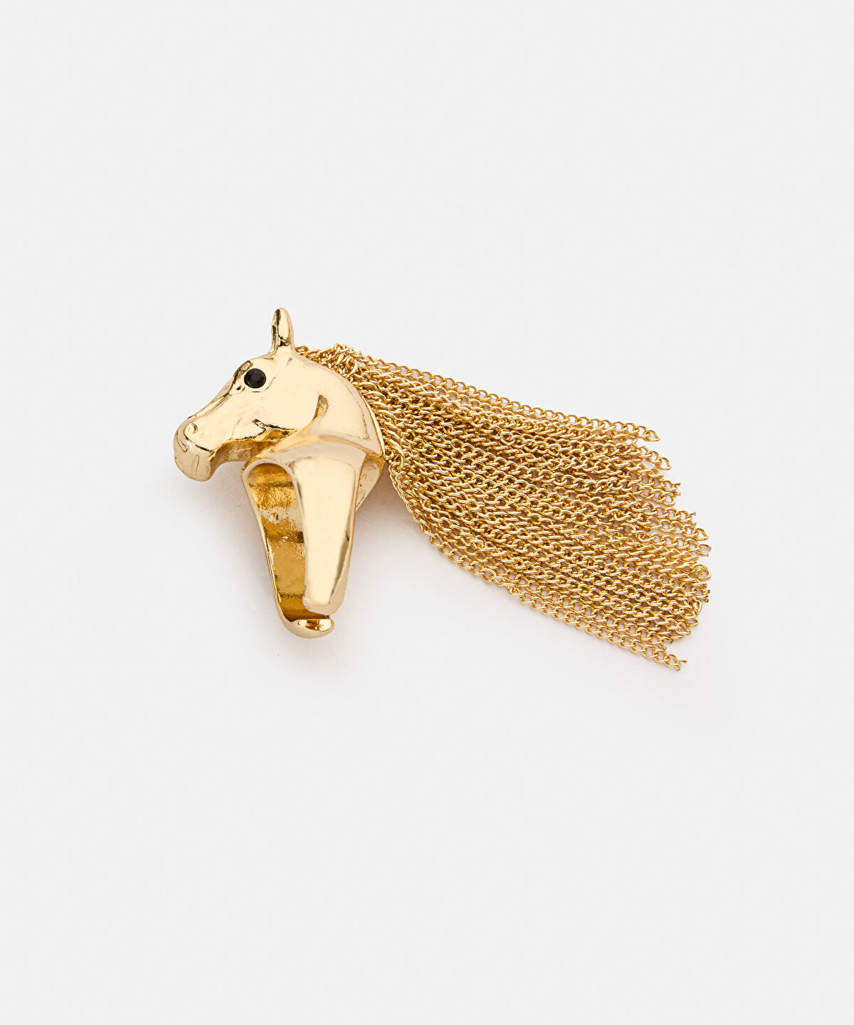 Zoomed Horse Ring with Drop Chain Detail