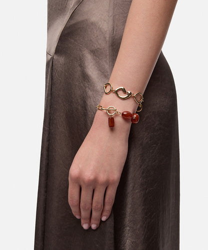Set of Metal Chain and Bead Bracelets