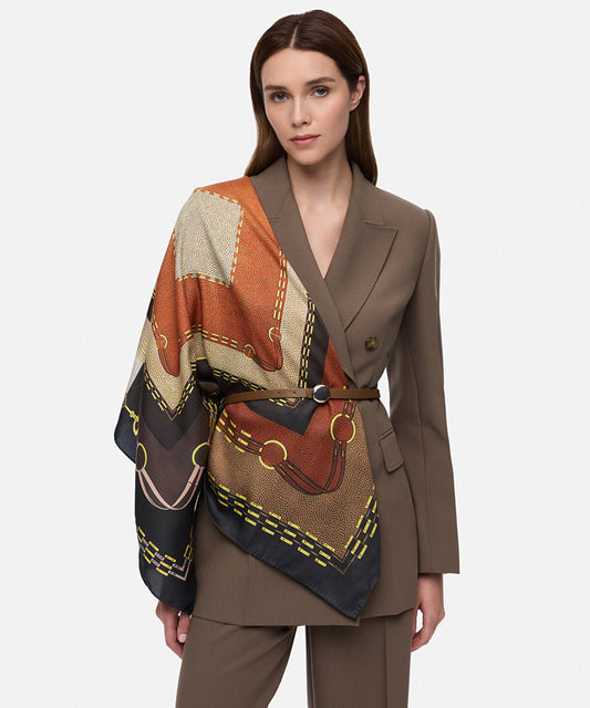 Printed Color-Block Scarf