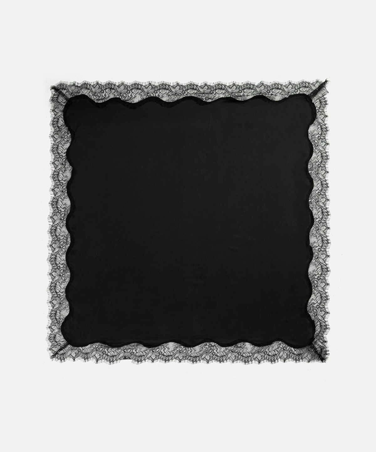 Zoomed Lace-Trimmed Viscose Shawl