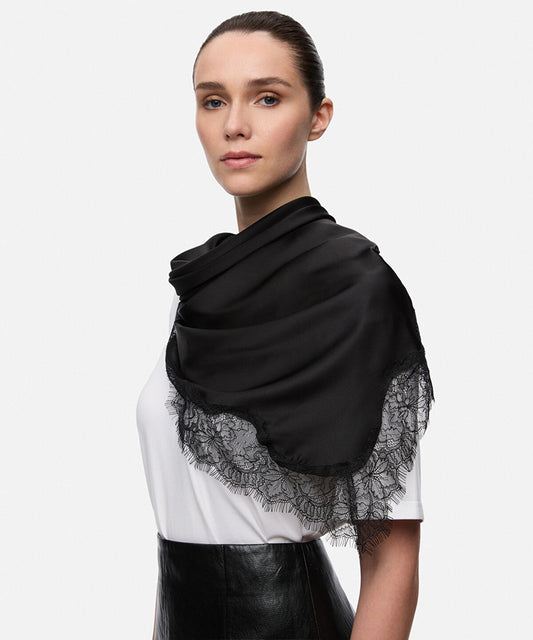 Lace-Trimmed Viscose Shawl