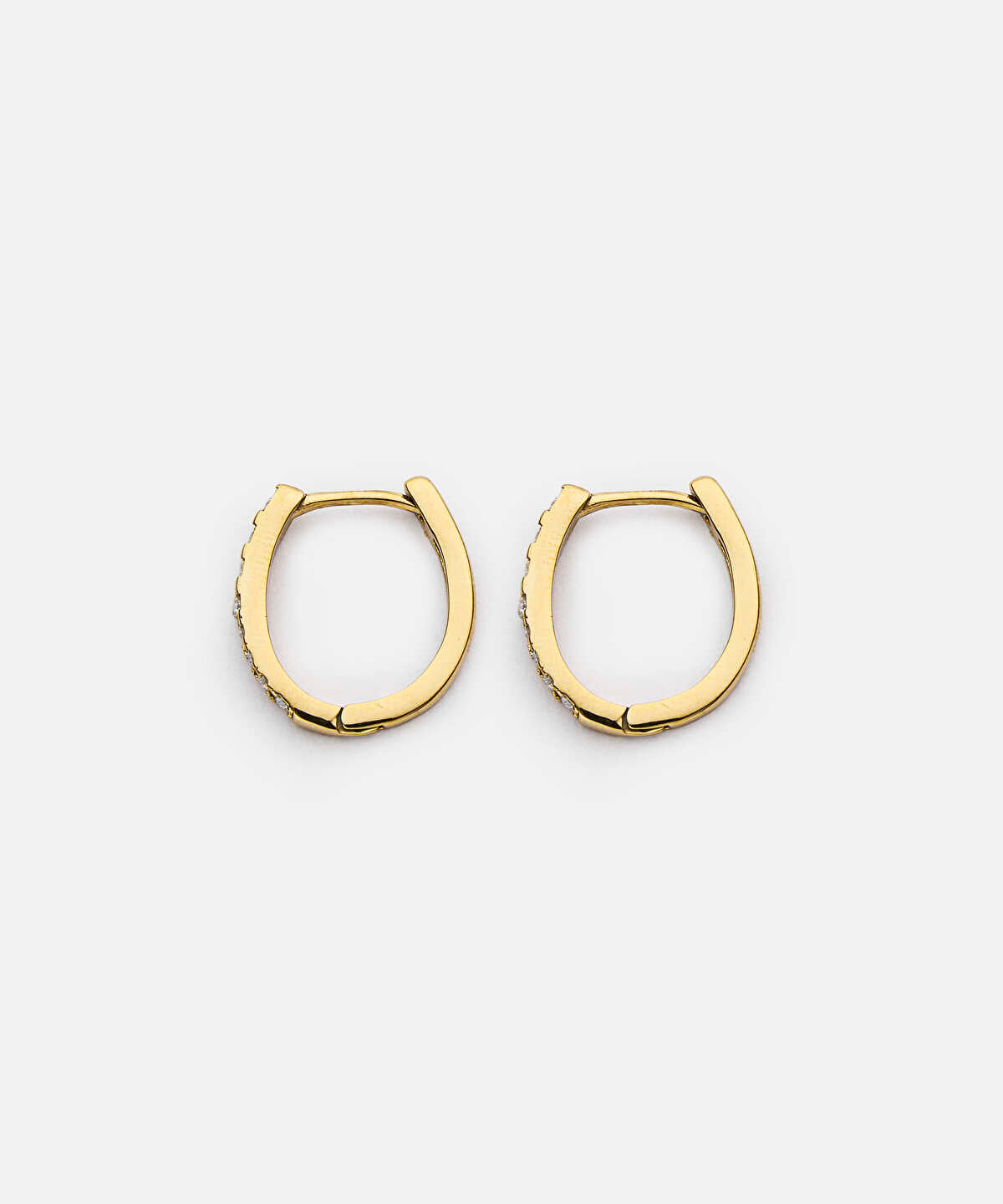 Zoomed Hoop Earrings with Rhinestones