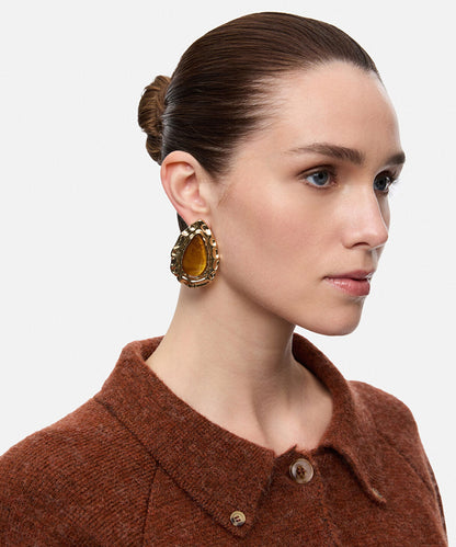 Textured Contrast-Resin Earrings