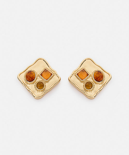 Resin-Detail Metal Earrings