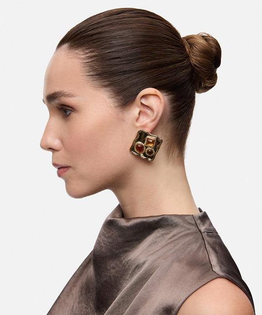 Resin-Detail Metal Earrings