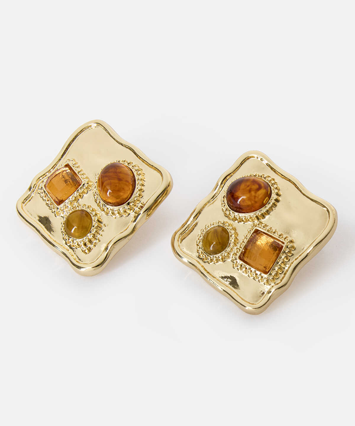 Resin-Detail Metal Earrings