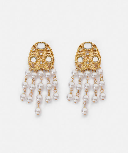 Strass and Faux Pearl Drop Earrings
