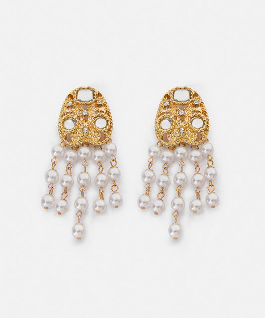 Strass and Faux Pearl Drop Earrings