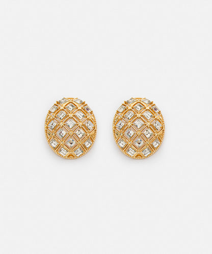 Metal Earrings with Rhinestones