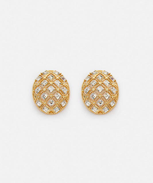 Metal Earrings with Rhinestones