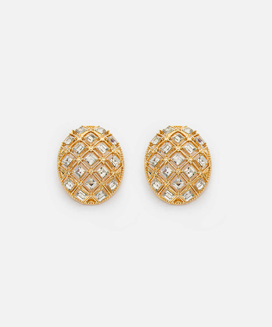 Metal Earrings with Rhinestones