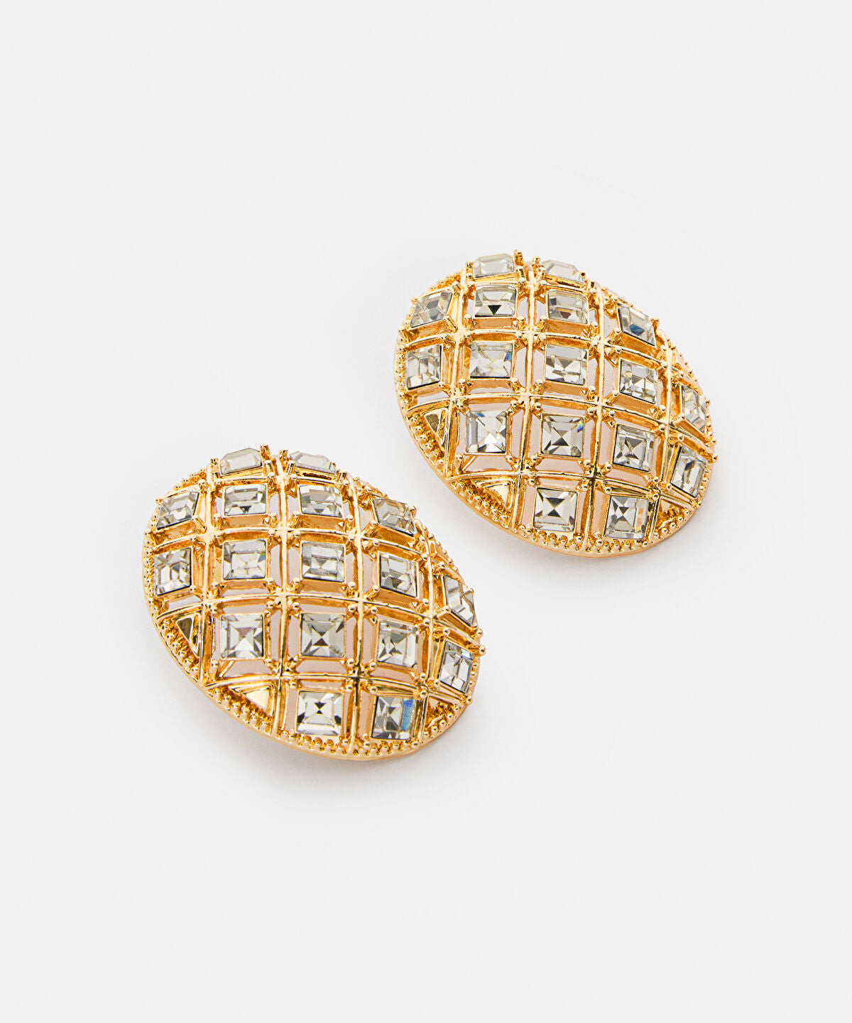 Metal Earrings with Rhinestones