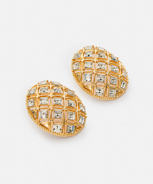 Metal Earrings with Rhinestones