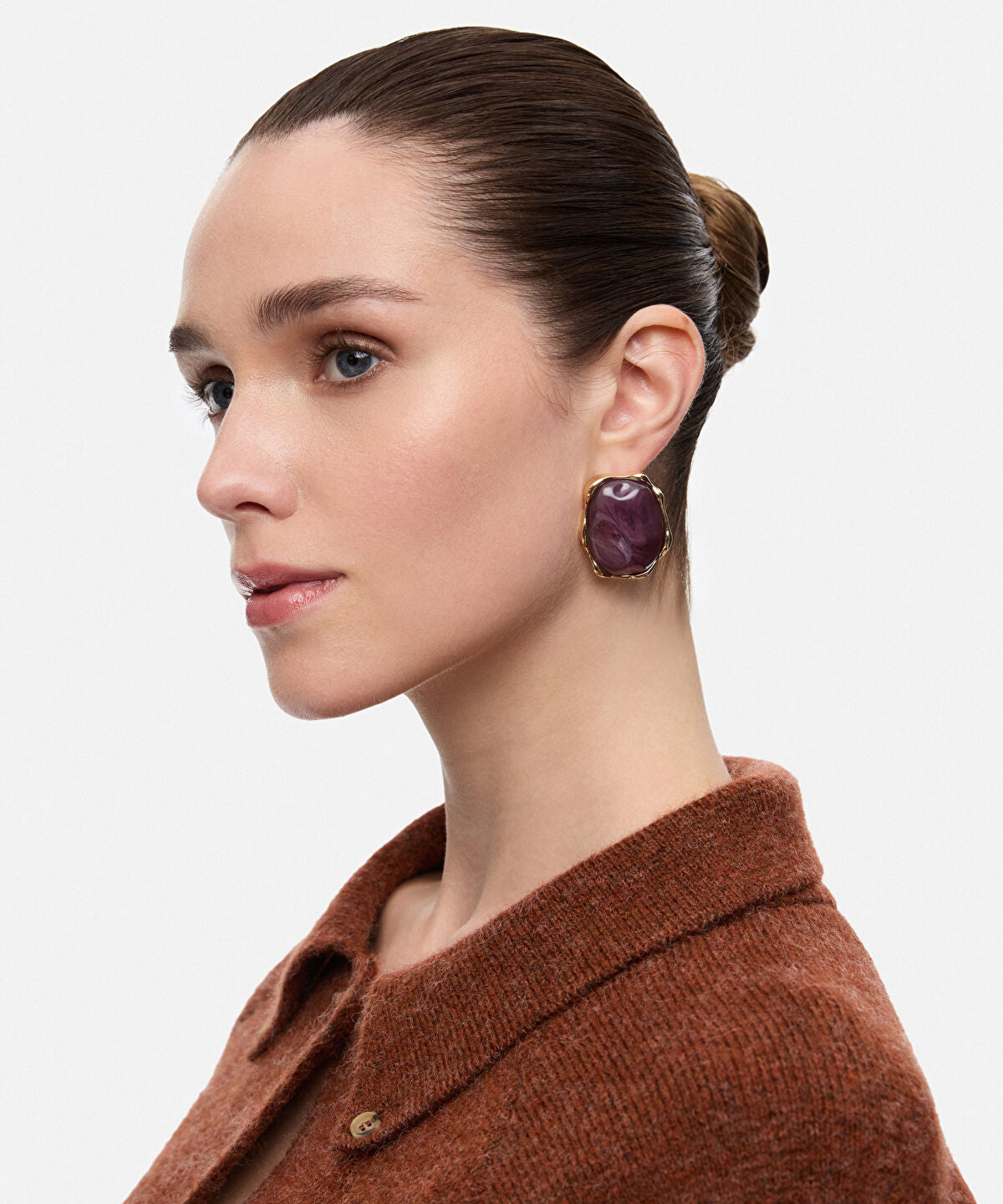 Metal Earrings with Resin