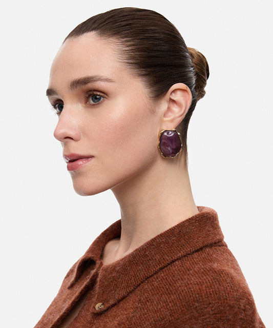 Metal Earrings with Resin