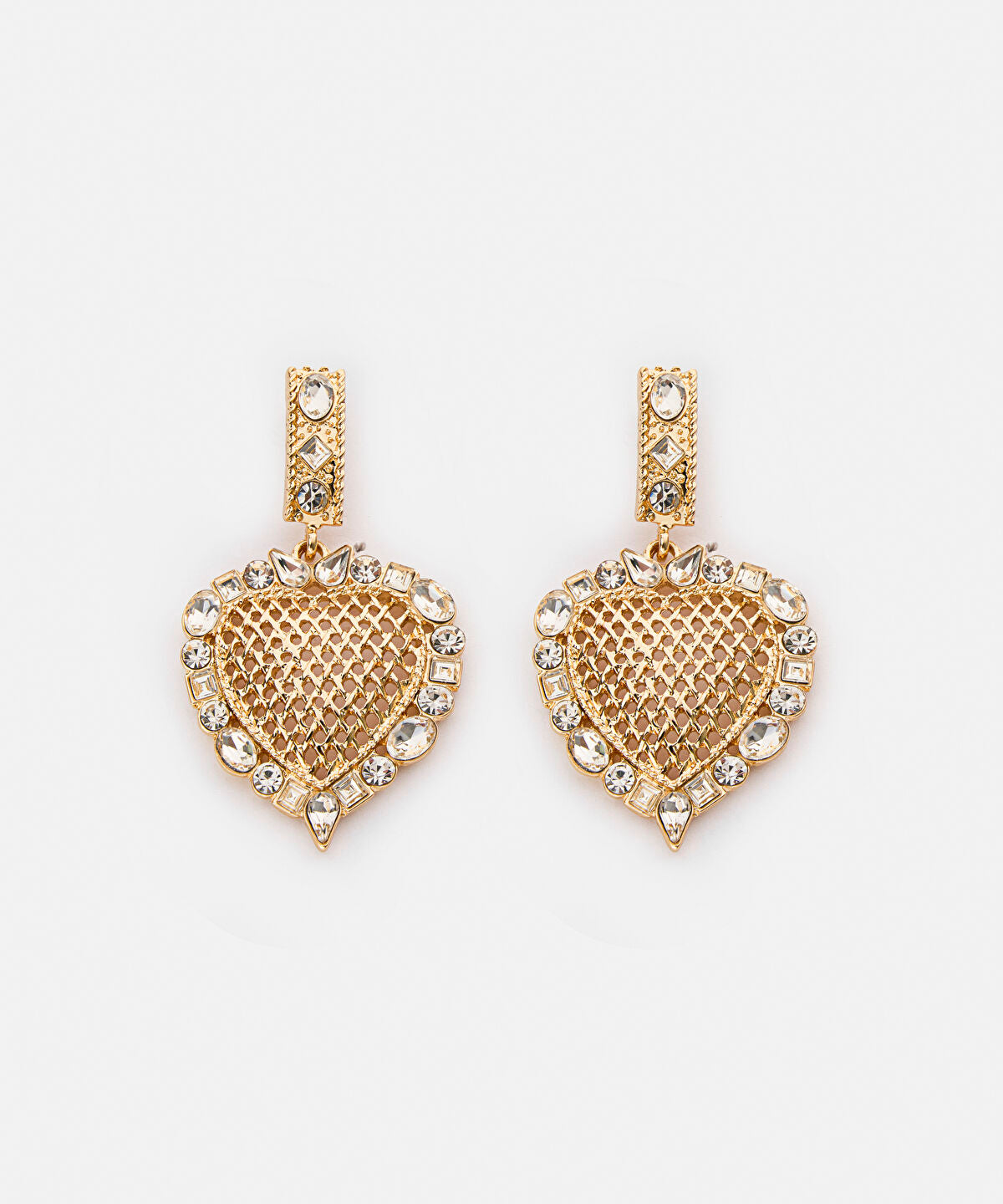 Embellished Heart Drop Earrings