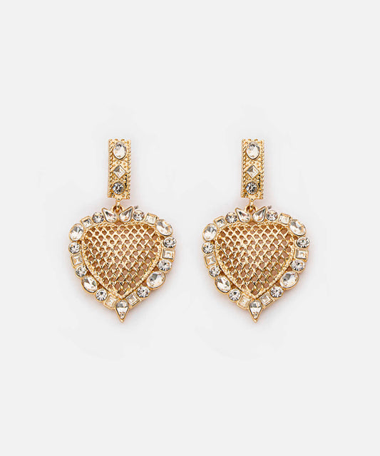 Embellished Heart Drop Earrings