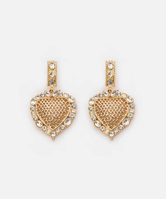 Embellished Heart Drop Earrings