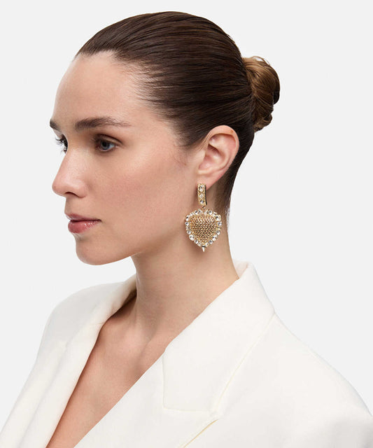 Embellished Heart Drop Earrings