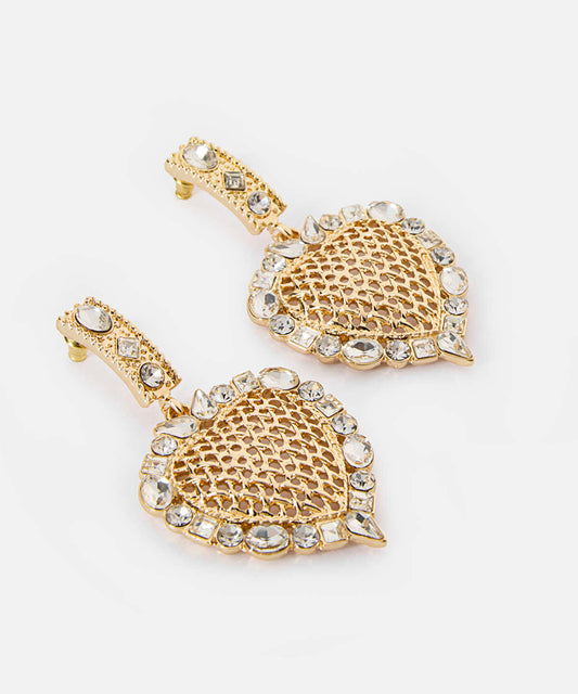 Embellished Heart Drop Earrings