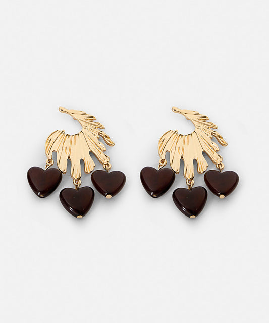 Textured Earrings with Heart Beads