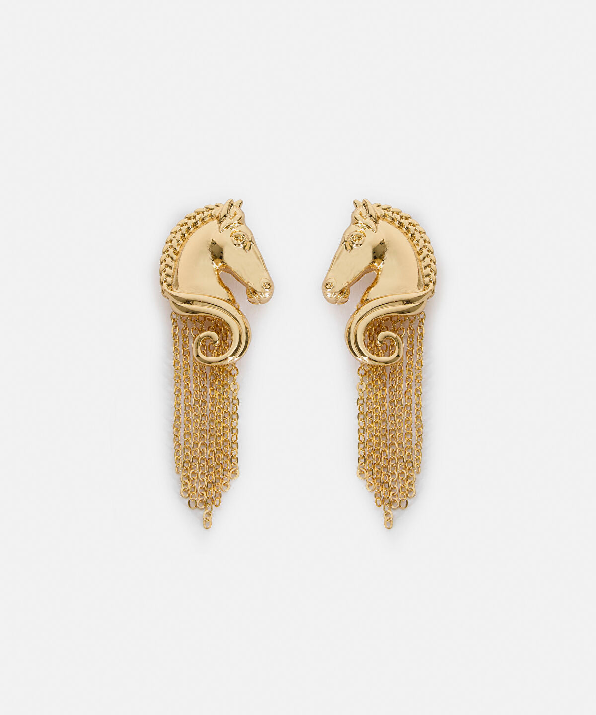 Horse-Detail Chain Drop Earrings