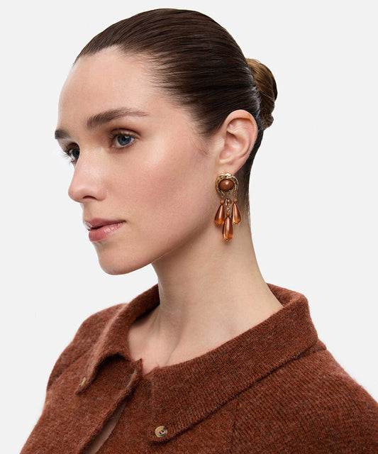 Dangle Resin Metal Earrings