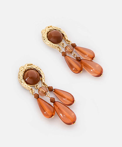 Dangle Resin Metal Earrings