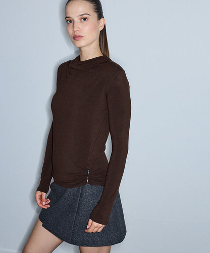 Metal Accent Gathered T-Shirt