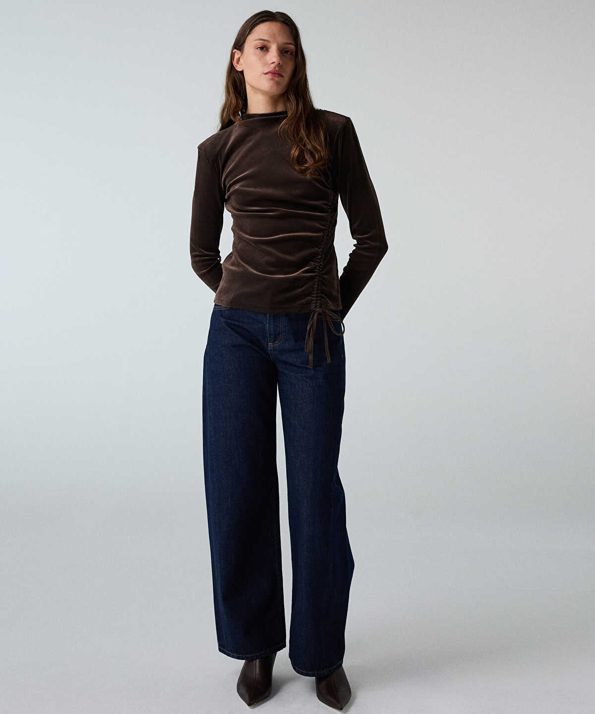 Gathered Velvet T-Shirt