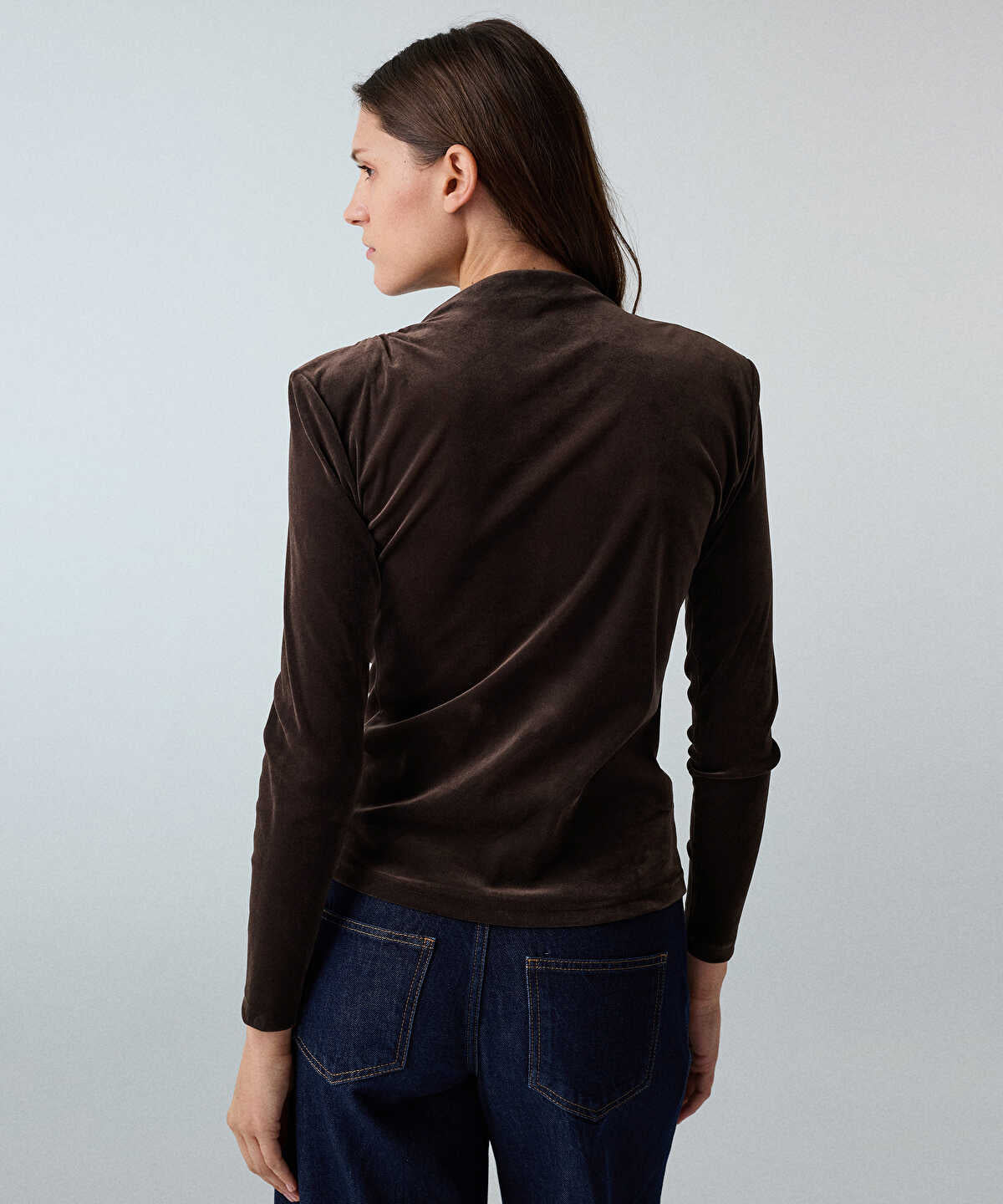 Gathered Velvet T-Shirt