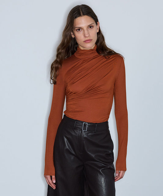 Asymmetric Gathered T-Shirt