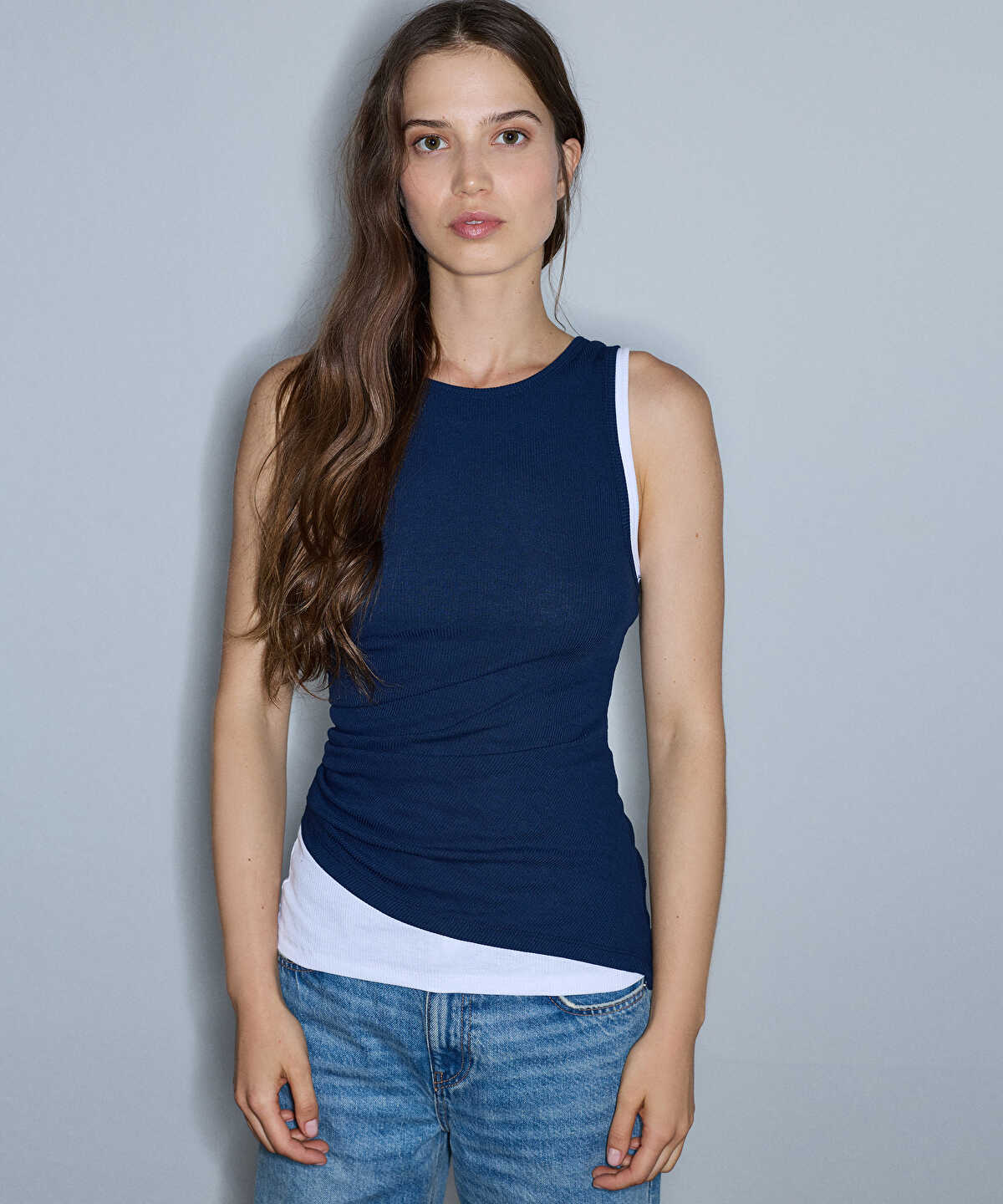 Layered-Effect Gathered T-Shirt