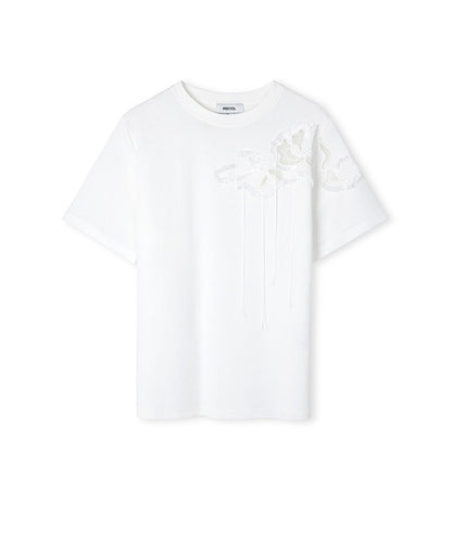 Floral Embroidery T-Shirt with Fringe