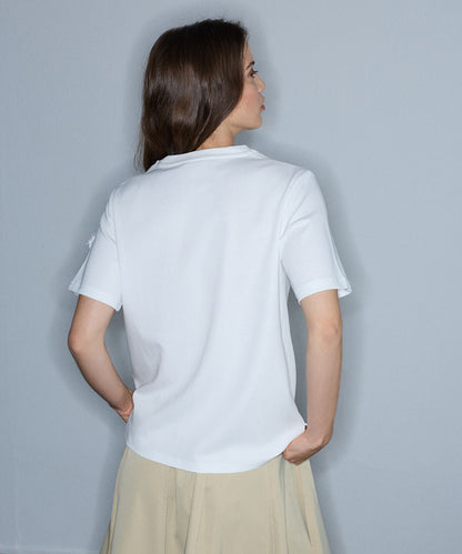Floral Embroidery T-Shirt with Fringe