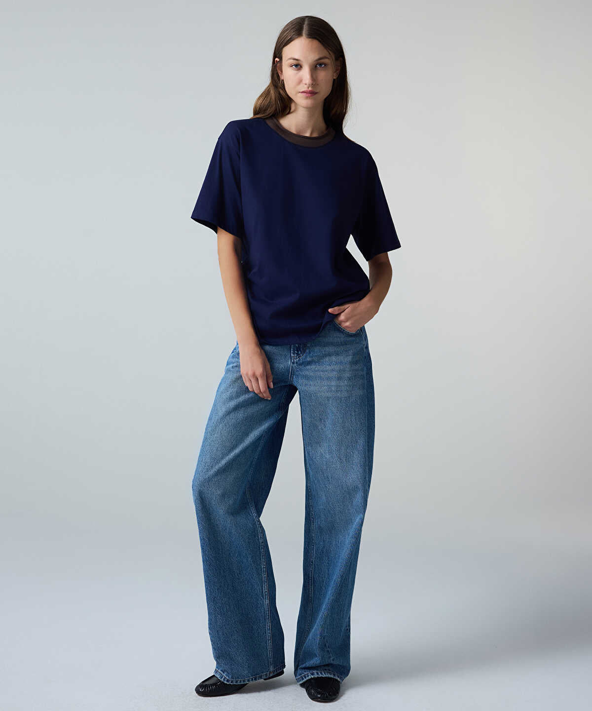 Contrast Collar T-Shirt