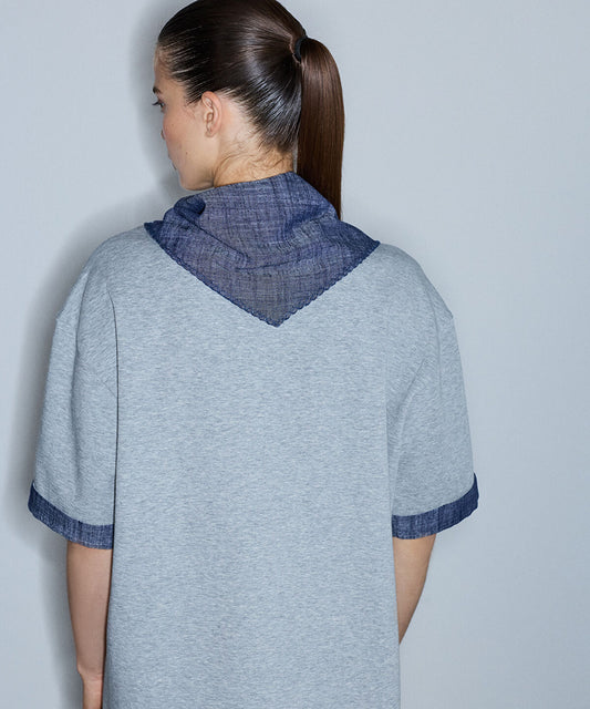 Slogan-Embroidered T-Shirt with Scarf