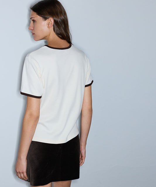 Printed T-Shirt with Contrast Piping