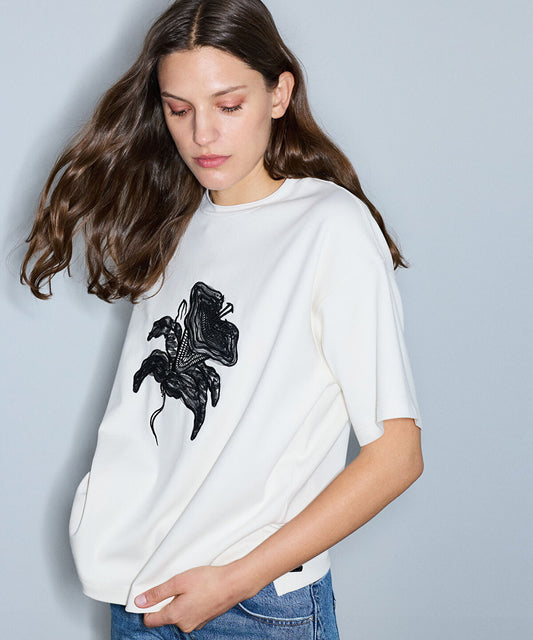 T-Shirt with Embroidered Applique