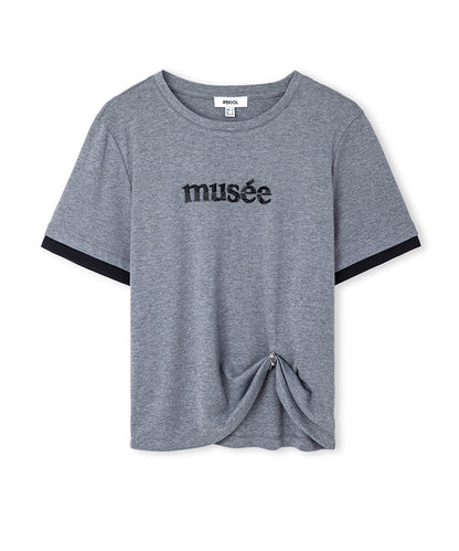 Embellished T-Shirt with Slogan Embroidery