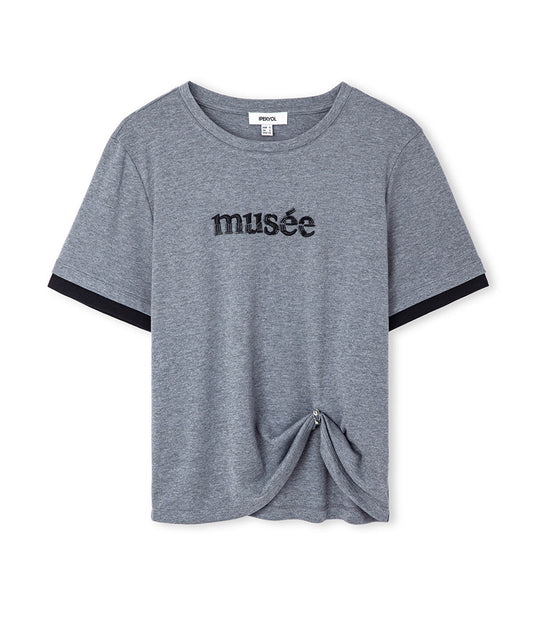 Embellished T-Shirt with Slogan Embroidery