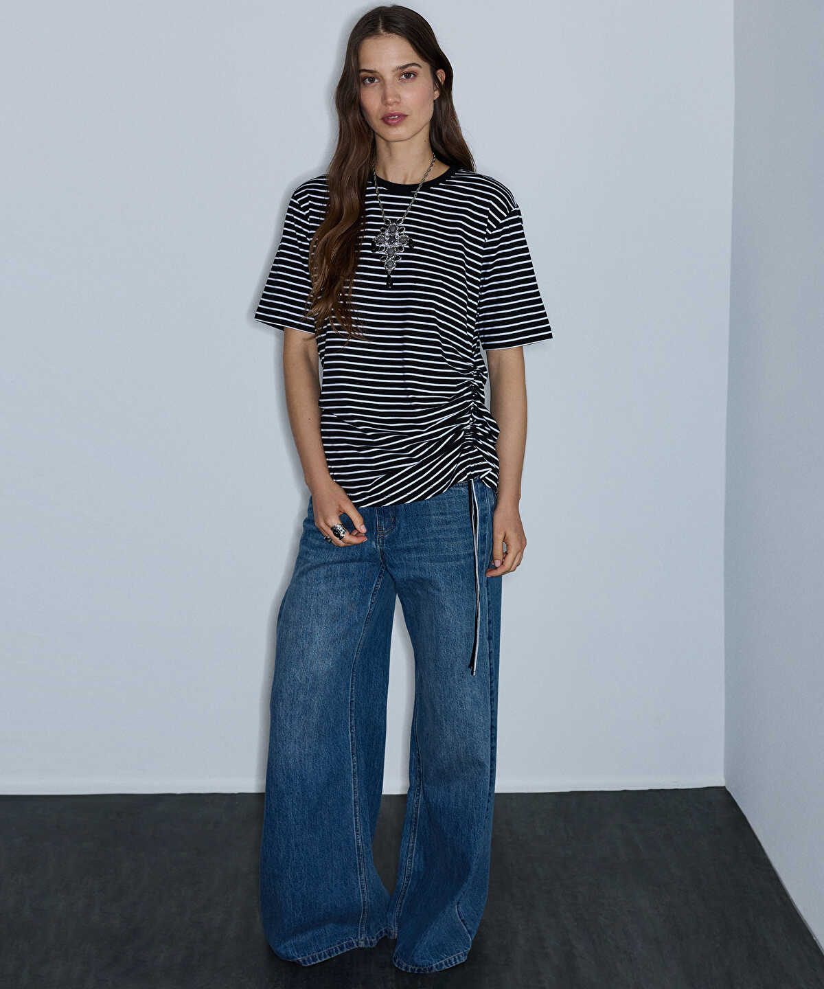 Zoomed Asymmetric Striped T-Shirt