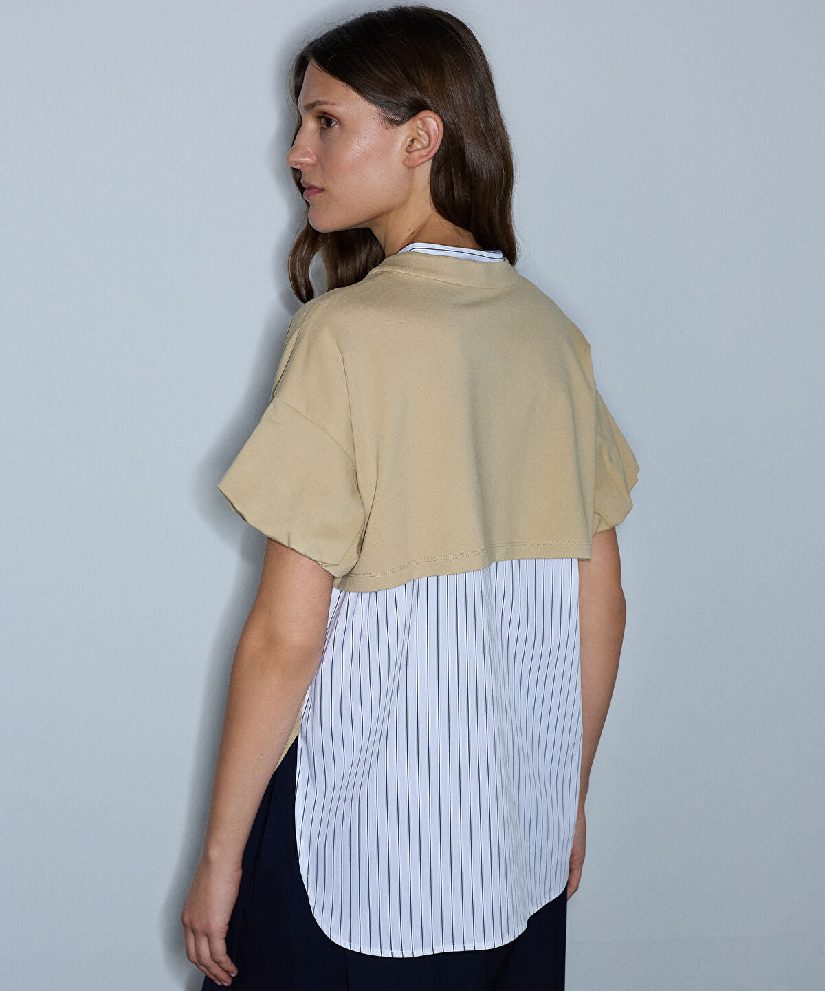 Zoomed Layered-Effect Balloon-Sleeve T-Shirt