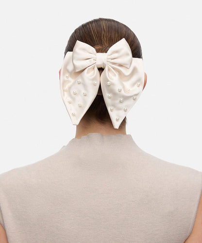 Faux Pearl Bow Hair Clip