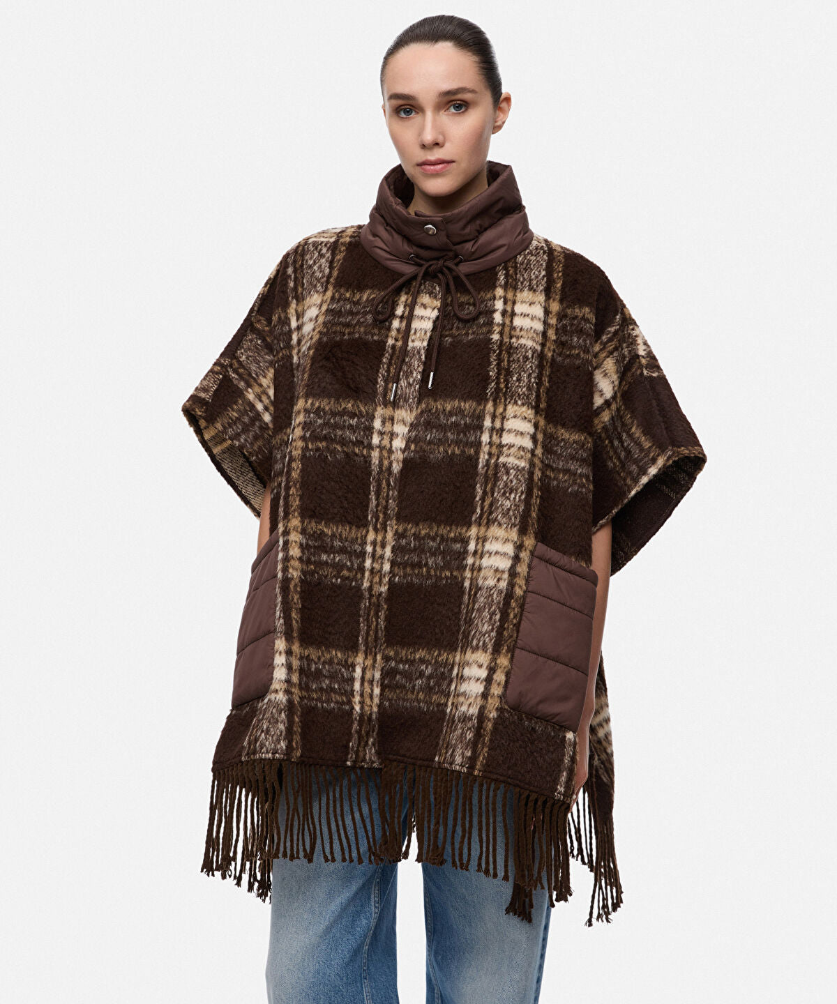 Mixed Media Plaid Poncho