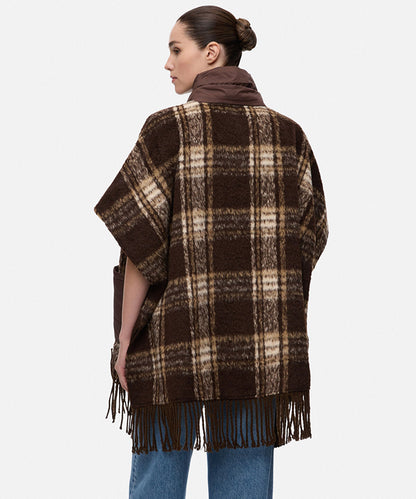 Mixed Media Plaid Poncho