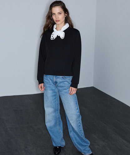 Tie-Neck Sweatshirt