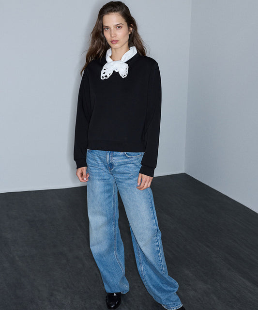 Tie-Neck Sweatshirt